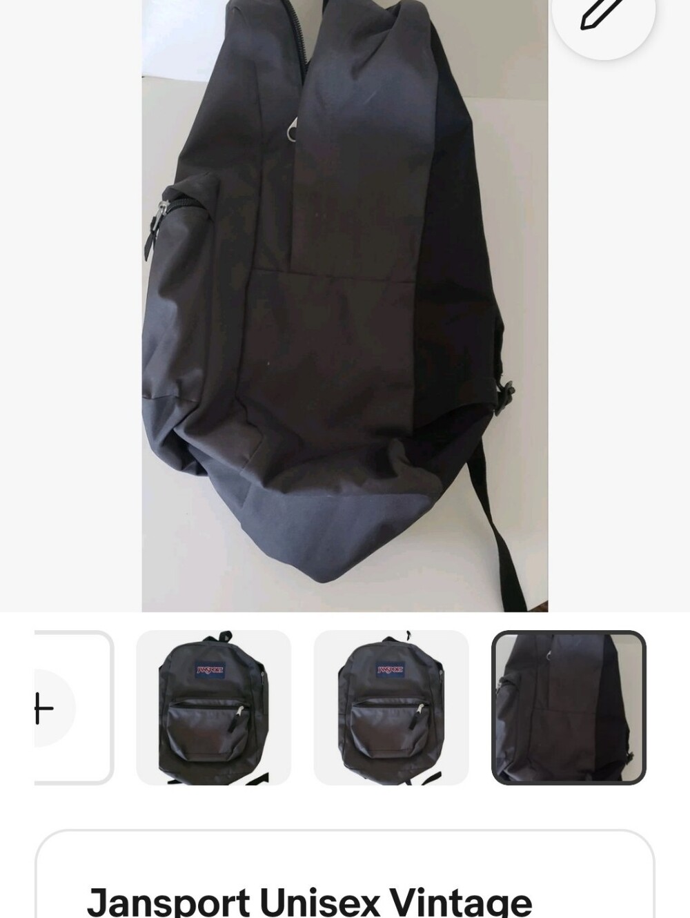 Jansport Black Backpack with Front Zip Pocket - Picture 3 of 4